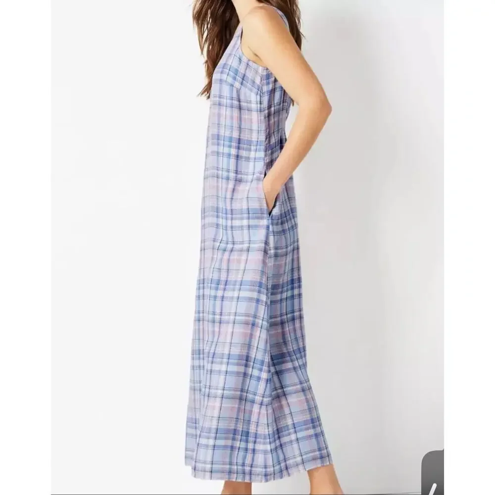 J. Jill Love Linen Rain Drop Multi Sleeveless A Line Shift Maxi Dress Medium - Picture 2 of 10